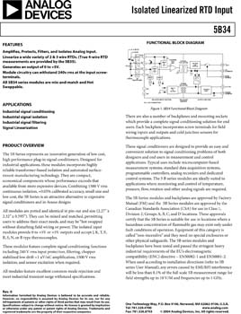 5B34. Isolated 2-, 3-, or 4-Wire RTD Input Signal Conditioning Module
