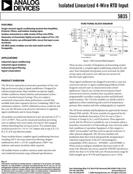 5B35. Isolated 4 Wire RTD Input Signal Conditioning Module