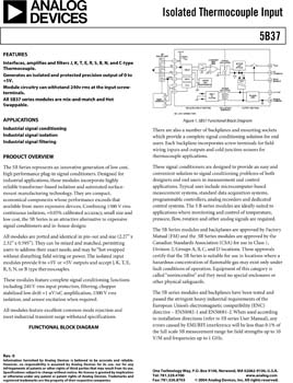 5B37. Isolated Thermocouple Input Signal Conditioning Module