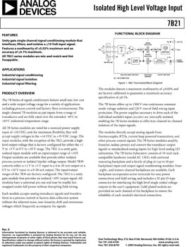 7B21. Isolated Voltage Input Signal Conditioning Module - 300 Hz Bandwidth