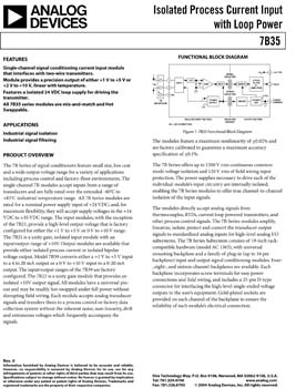 7B35. Isolated Process Current Input Signal Conditioning Module with Isolated 24 V Loop Power
