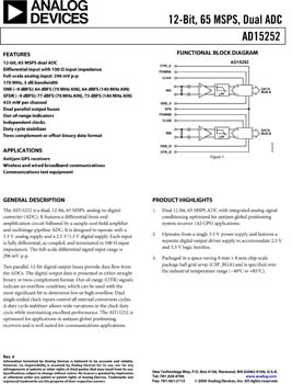 AD15252. 12-Bit 65 MSPS Dual A/D Converter
