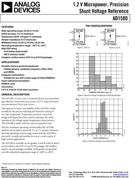 AD1580. 1.2 V Micropower, Precision Shunt Voltage Reference