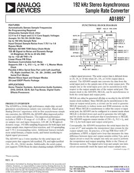 AD1895. 192 kHZ Stereo Asynchronous Sample Rate Converter