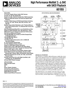 AD1955. High Performance, Multibit Sigma-Delta DAC with SACD Playback