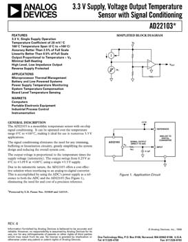 AD22103. Voltage Output 3.3 V Temperature Sensor with. Signal Conditioning