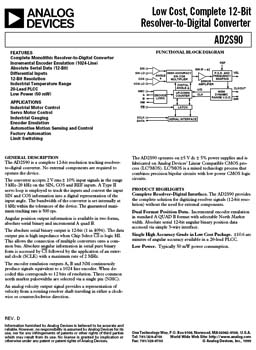 AD2S90. Low Cost, Complete 12-Bit Resolver-to-Digital Converter