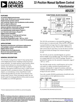 AD5228. 32-Position Manual Up/Down Control Potentiometer