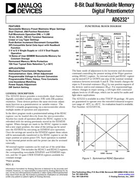 AD5232. Nonvolatile, Dual, 256-Position Digital Potentiometer