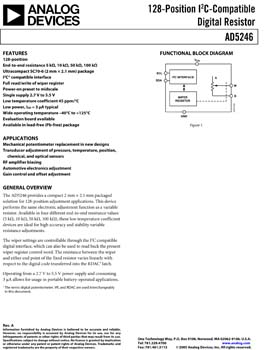 AD5246. 128 Position I2c Compatible Programmable Resistor in SC70 Package