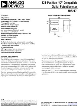 AD5247. 128-Position I2c(r)-Compatible Digital Potentiometer