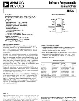 AD526. Software Programmable Gain Amplifier