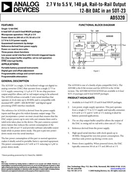 AD5320. 2.7 V to 5.5 V, 140 µA, Rail-to-Rail Voltage Output 12-Bit DAC in SOT-23 and MicroSOIC Packages
