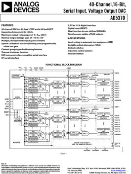 AD5370. 40-Channel, 16-Bit, Serial Input, Voltage-Output DACs