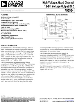AD5504. High Voltage, Quad Channel 12-Bit Voltage Output DAC