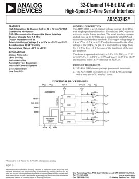 AD5532HS. 32-Channel 14-Bit bipolar DAC with High Speed 3-Wire Serial Interface