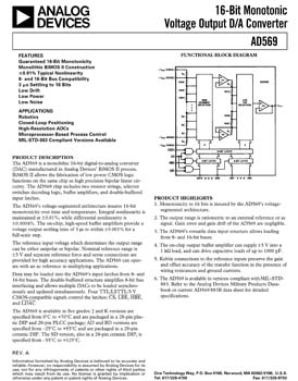 AD569. 16-Bit Monotonic Voltage Output D/A Converter