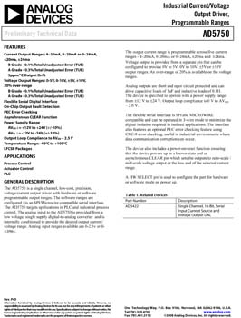AD5750. Industrial Current/Voltage Output Driver, Programmable Ranges