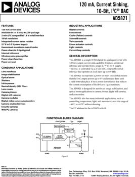 AD5821. 120 mA, Current Sinking, 10-Bit, I2c(r) DAC