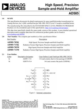 AD585S. Aerospace High Speed, Precision Sample-and-Hold Amplifier