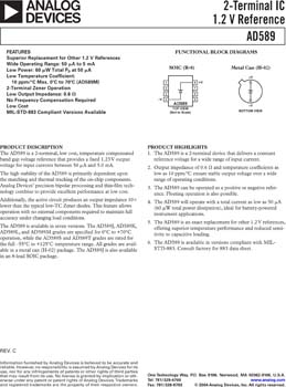 AD589. Two-Terminal IC 1.2 V Reference