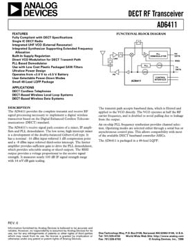AD6411. DECT RF Transceiver