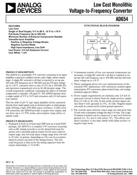 AD654. Low Cost Monolithic Voltage-to-Frequency Converter