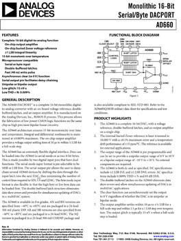AD660. Monolithic 16-Bit Serial/Byte DACPORT