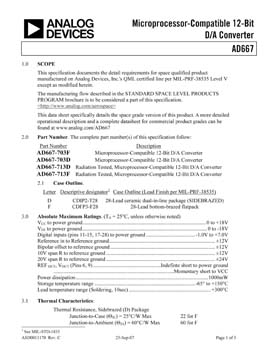 AD667S. Aerospace 12-Bit Microprocessor Compatible DAC