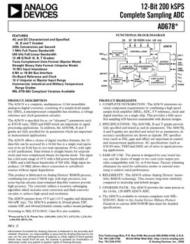 AD678. 12-Bit 200 kSPS Complete Sampling ADC