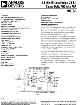 AD7192. 4.8 kHz Ultra-Low Noise 24-Bit Sigma-Delta ADC with PGA