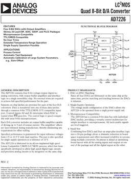 AD7226. CMOS, Quad 8-Bit Voltage Output DAC