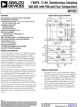 AD7262. 1 MSPS, 12-Bit, Simultaneous Sampling SAR ADC with PGA and Four Comparators