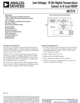AD7314. Complete Temperature Monitoring System in an 8-Pin µSOIC Package