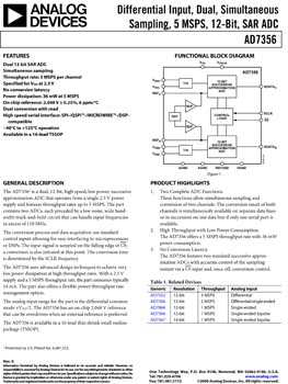 AD7356. Differential Input, Dual, Simultaneous Sampling, 5 MSPS, 12-Bit, SAR ADC