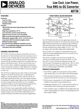 AD736. Low Cost, Low Power, True RMS-to-DC Converter