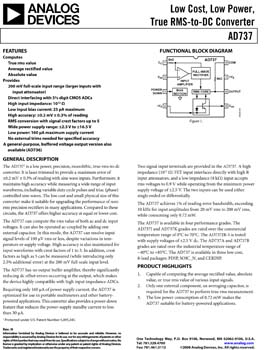 AD737. Low Cost, Low Power, True RMS-to-DC Converter 