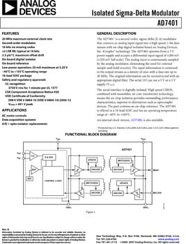 AD7401. Isolated Sigma-Delta Modulator
