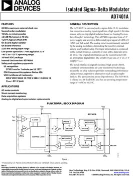 AD7401A. Isolated Sigma-Delta Modulator