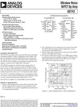 AD743. Ultralow Noise BiFET Op Amp