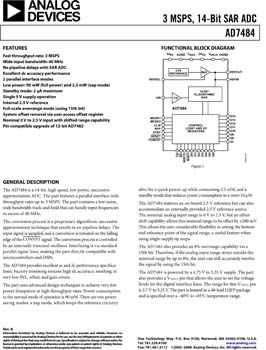 AD7484. 14-Bit, 3 MSPS SAR ADC