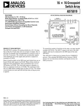 AD75019. The AD75019 Contains 256 Analog Switches in a 16 x 16 Array
