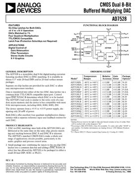 AD7528. CMOS Dual 8-Bit Buffered Multiplying DAC