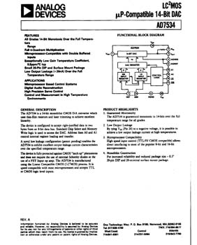 AD7534. µP-Compatible 14-Bit CMOS DAC