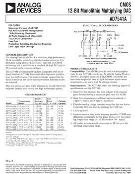 AD7541A. 12-Bit CMOS Multiplying DAC