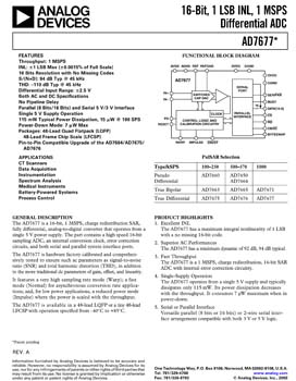 AD7677. 16-Bit, 1 LSB INL, 1 MSPS Differential PulSAR(r) ADC