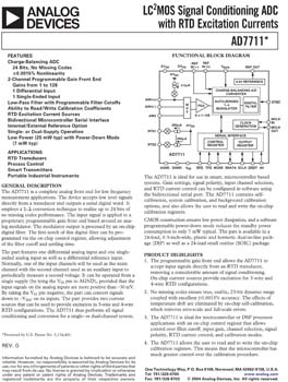 AD7711. CMOS, 24-Bit Sigma-Delta, Signal Conditioning ADC with Matched RTD Excitation Currents