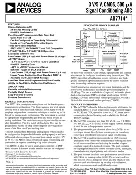 AD7714. CMOS, 3V/5V, 500 µA, 24-Bit Sigma-Delta, Signal Conditioning ADC