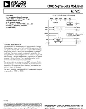 AD7720. CMOS Sigma-Delta Modulator with 90 dB Dynamic Range
