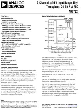 AD7732. 2-Channel, ±10 V Input Range, 24-Bit Sigma-Delta A/D Converter